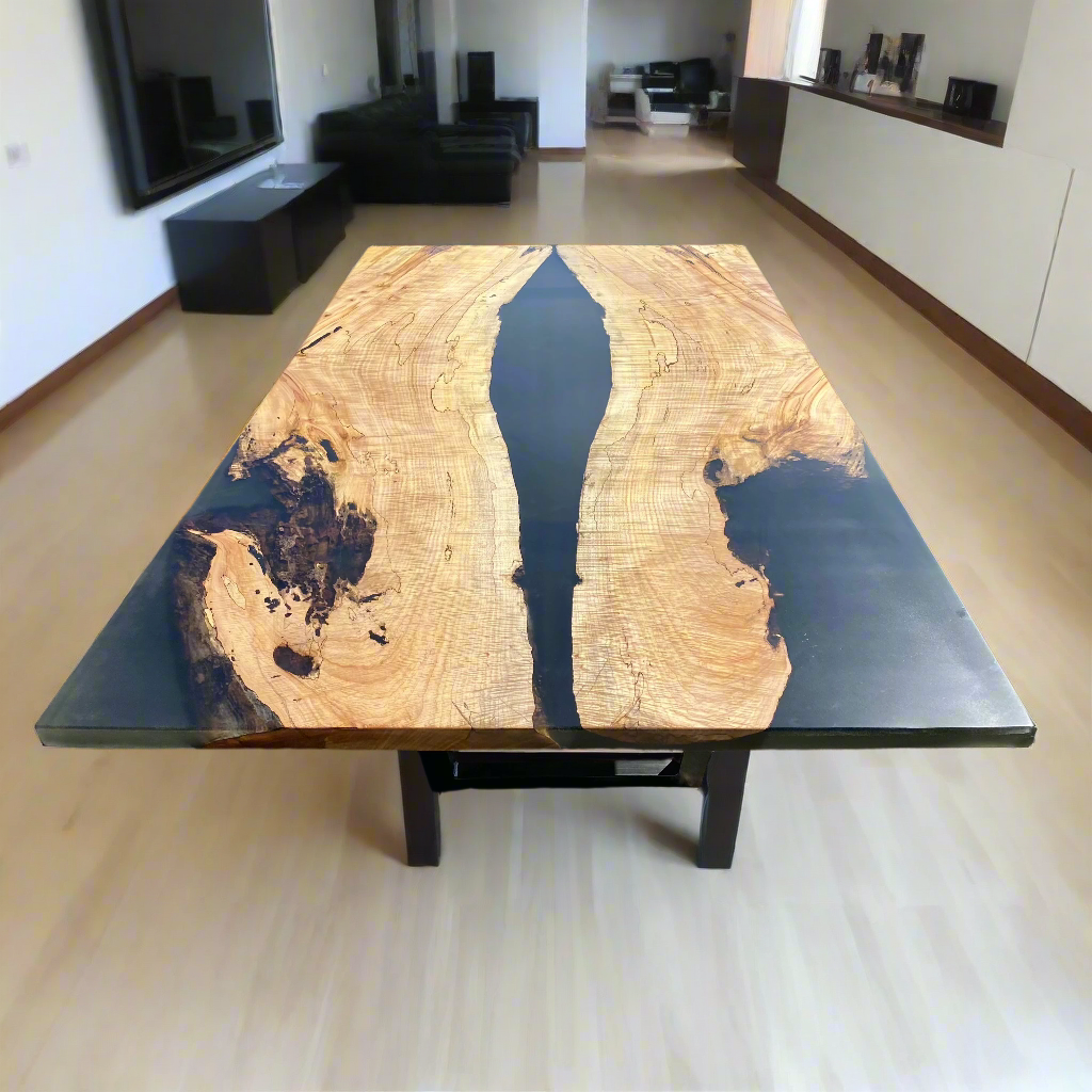 Live Edge Epoxy River Spalted Maple Dining Table