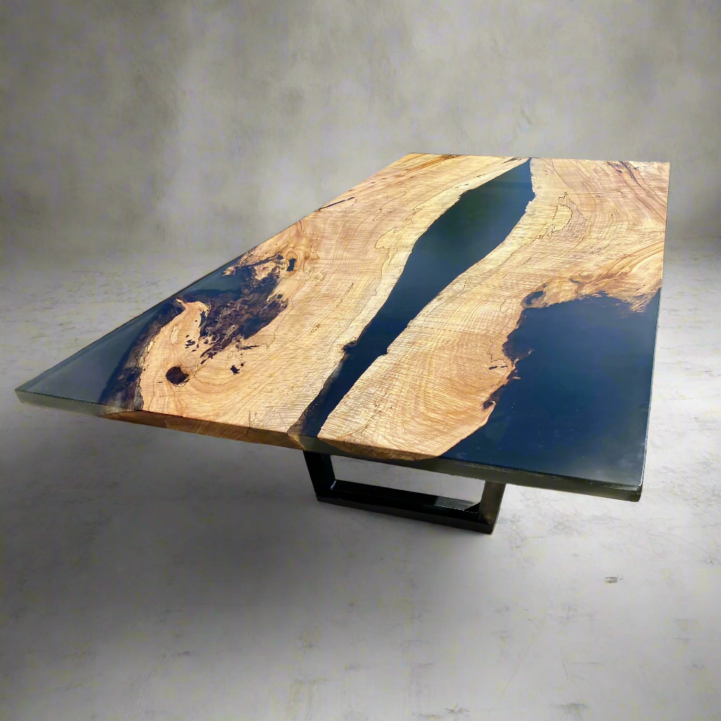 Live Edge Epoxy River Spalted Maple Dining Table
