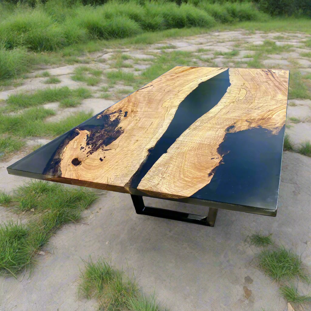 Live Edge Epoxy River Spalted Maple Dining Table