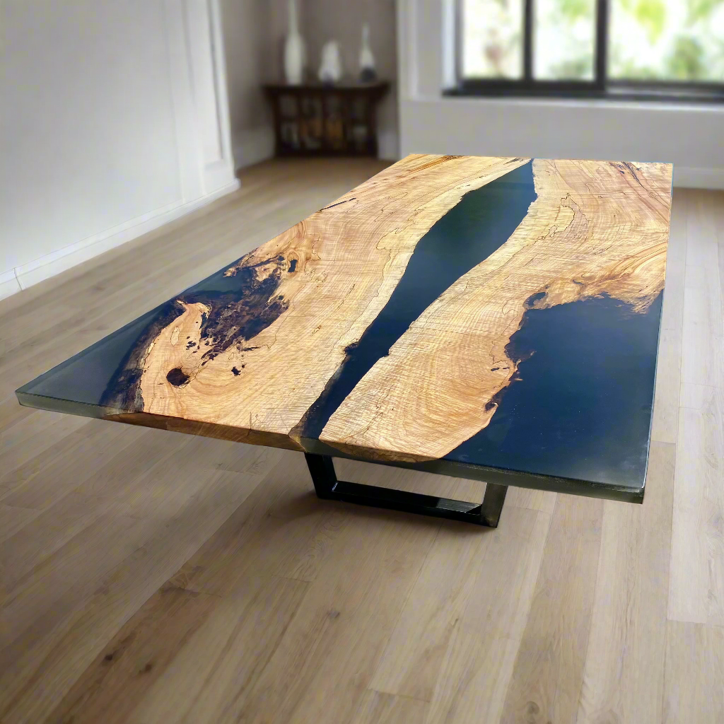 Live Edge Epoxy River Spalted Maple Dining Table
