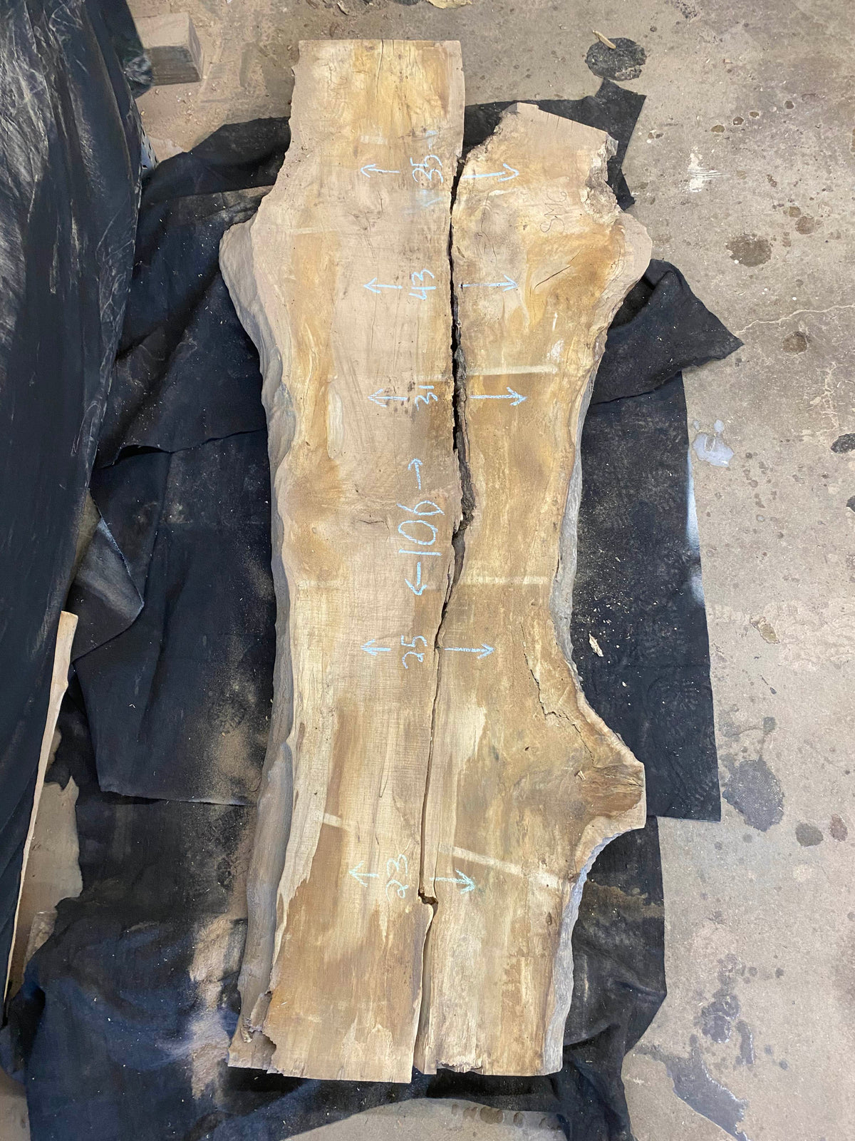 Live Edge Spalted Maple Slab 106"Lx23-35"Wx3"T