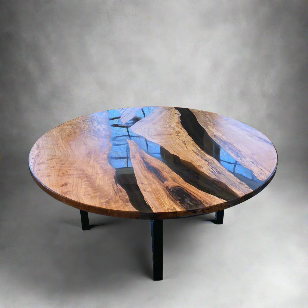 Round Spalted Maple Epoxy River Dining Table