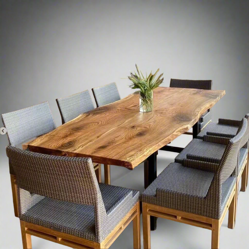 Live Edge White Oak Bookmatch Dining Table