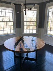 Round Spalted Maple Epoxy River Dining Table